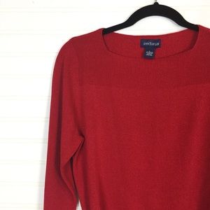 Ann Taylor Red Long Sleeve Top w/belt size L